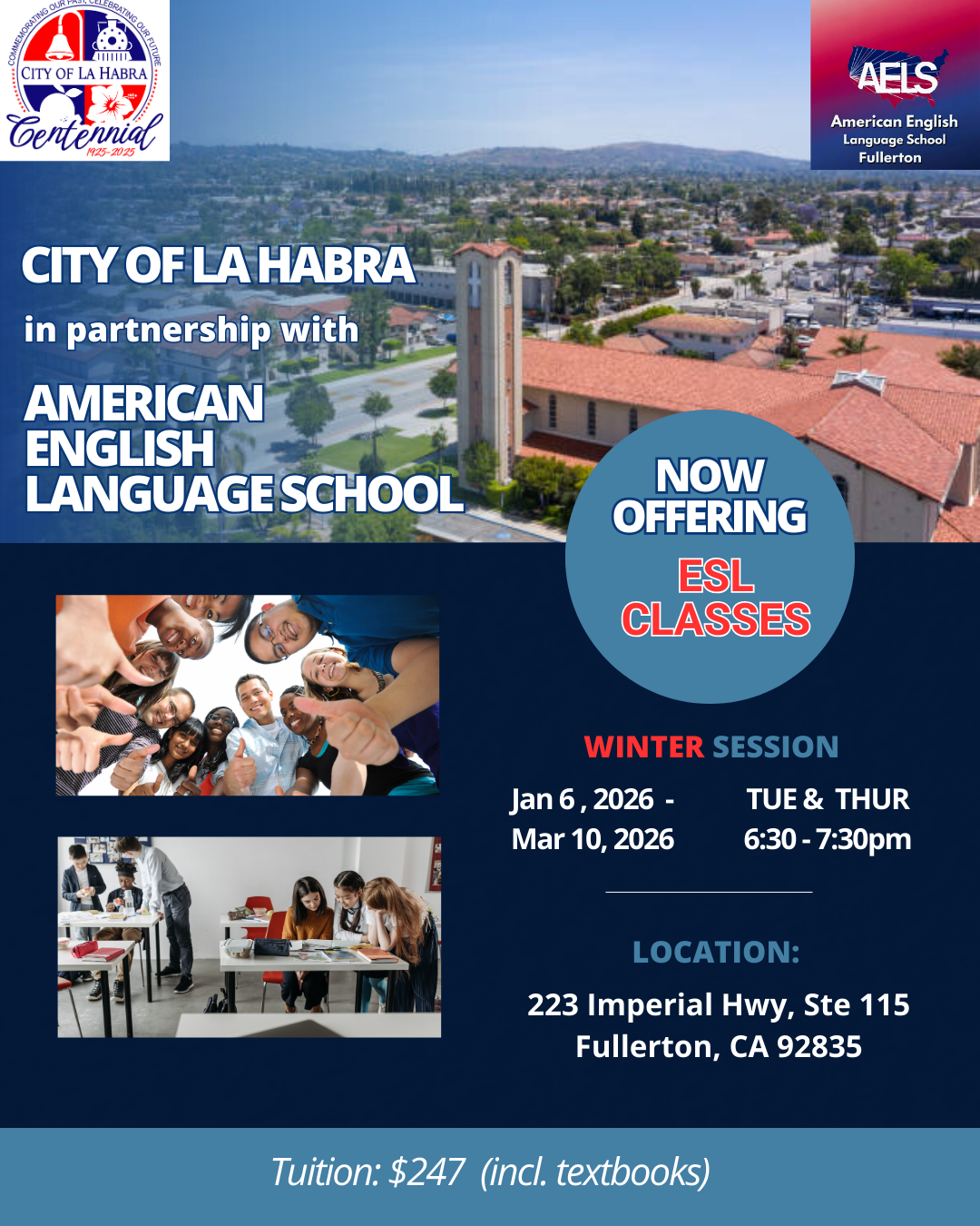 American English Language School Now Offering ESL Classes with the City of La Habra